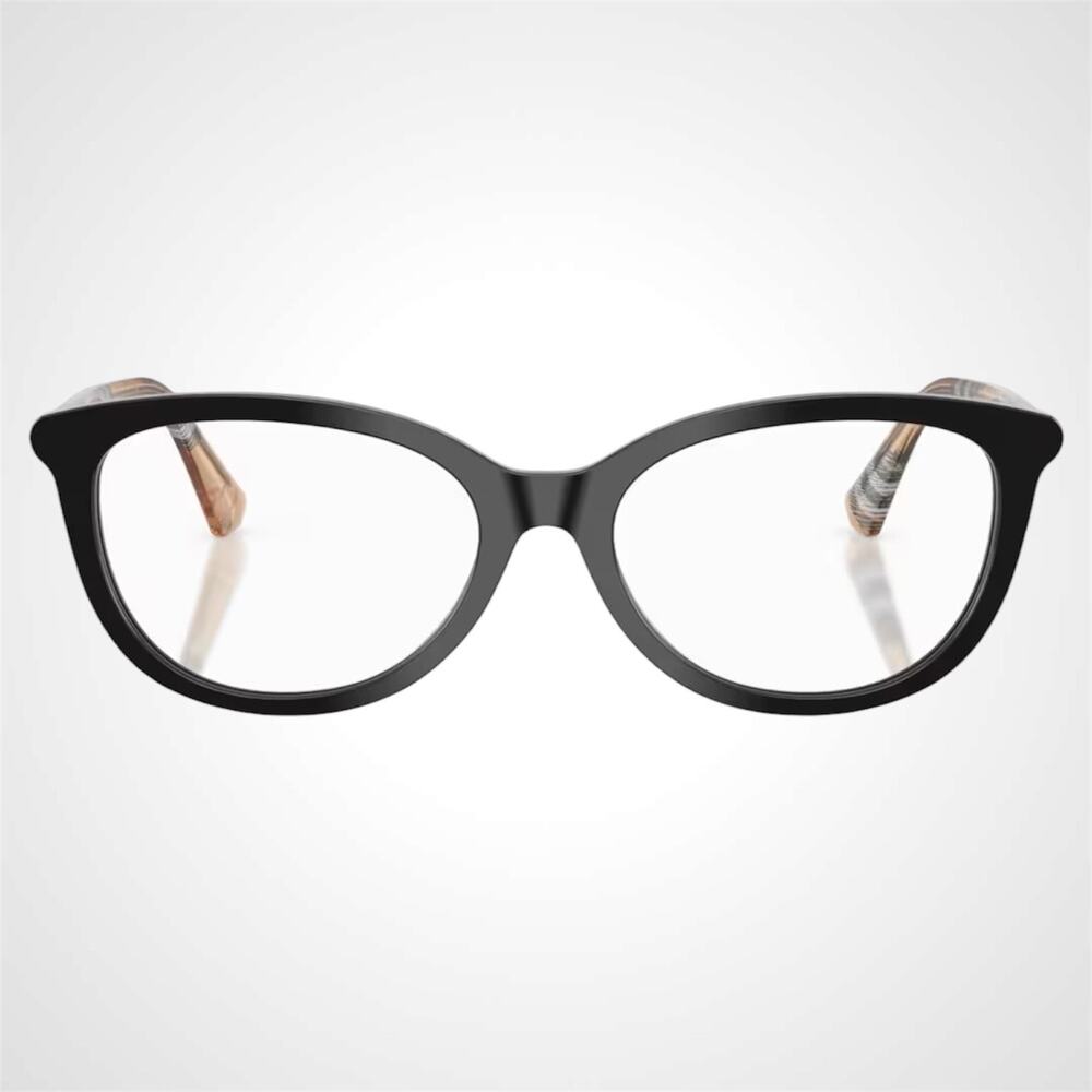 New Burberry Eyeglasses Black Cat Eye Check Sand Arms 54-17-140 w/ Box & Case - Picture 2 of 7